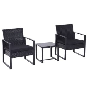 Outsunny Polyrattan Sitzgruppe als 5-tlg. Set schwarz