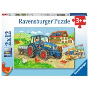 Ravensburger Puzzle 2x12 Teile - Baustelle und Bauernhof